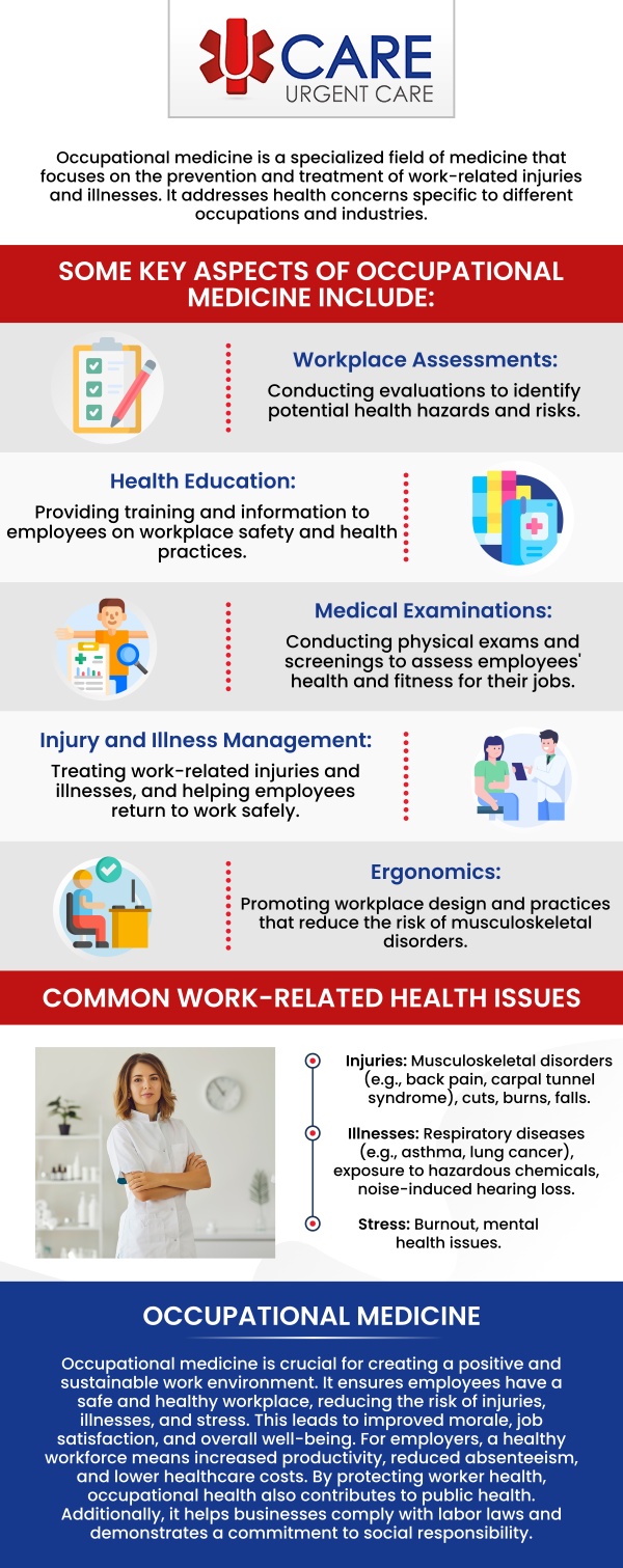 At UCare Urgent Care and Walk-In Clinic, we offer various occupational health services such as TB testing, DOT and non-DOT Drug screens, DOT physicals, and many more! For more information, contact us today! We are a walk-in clinic located in Horizon City TX, on North Zaragoza Rd. in El Paso TX, and on Lee Trevino Dr. in El Paso TX.