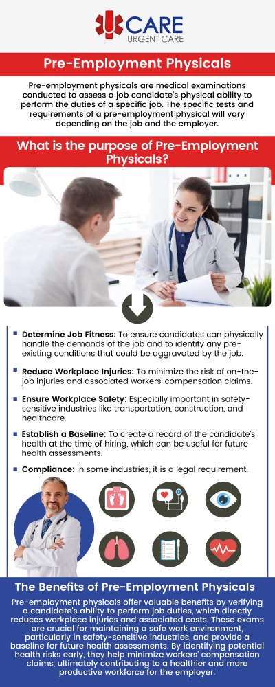 If you're looking for a reliable and convenient place to get your pre-employment physical in El Paso, TX, UCare Urgent Care is here to help. We offer comprehensive pre-employment physicals to meet your job requirements, whether it's for a routine health check or specific employer needs. With affordable pricing and no appointment required, we make the process easy and efficient, helping you move forward in your job application smoothly. For more information, contact us today! We are conveniently located on North Zaragoza Rd. in El Paso, TX, and on Lee Trevino Dr. in El Paso, TX. If you're looking for a reliable and convenient place to get your pre-employment physical in El Paso, TX, UCare Urgent Care is here to help. We offer comprehensive pre-employment physicals to meet your job requirements, whether it's for a routine health check or specific employer needs. With affordable pricing and no appointment required, we make the process easy and efficient, helping you move forward in your job application smoothly. For more information, contact us today! We are conveniently located on North Zaragoza Rd. in El Paso, TX, and on Lee Trevino Dr. in El Paso, TX.