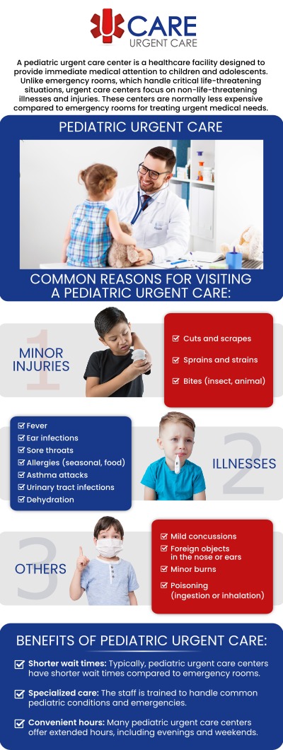 At UCare Urgent Care in Horizon City, TX, our skilled team provides pediatric urgent care services to support children’s health needs with convenient, compassionate medical attention. We treat a variety of common childhood illnesses, minor injuries, and urgent health concerns in a comfortable setting. Our team focuses on providing timely evaluations, treatment guidance, and personalized care for young patients. We are committed to helping families access reliable pediatric care when they need it most. For more information, contact us or book an appointment online. We are conveniently located at 13472 Eastlake Blvd, Horizon City, TX 79928. At UCare Urgent Care in Horizon City, TX, our skilled team provides pediatric urgent care services to support children’s health needs with convenient, compassionate medical attention. We treat a variety of common childhood illnesses, minor injuries, and urgent health concerns in a comfortable setting. Our team focuses on providing timely evaluations, treatment guidance, and personalized care for young patients. We are committed to helping families access reliable pediatric care when they need it most. For more information, contact us or book an appointment online. We are conveniently located at 13472 Eastlake Blvd, Horizon City, TX 79928.